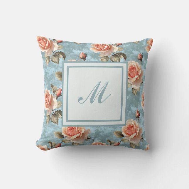 Elegant Personalised Stylish Romantic Floral Chic Cushion (Front)