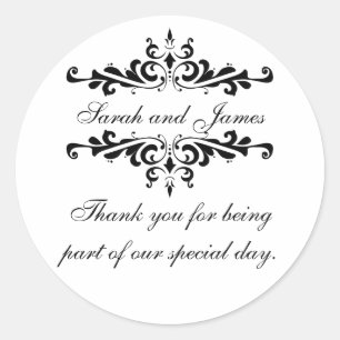 Elegant Personalised Thank You Wedding Stickers