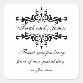 Elegant Personalised Thank You Wedding Stickers