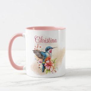 Elegant Personalised Watercolor Hummingbird Mug