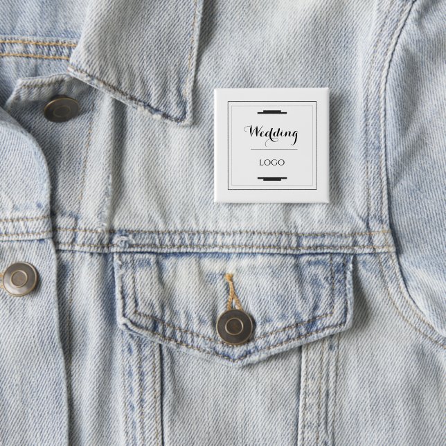 Elegant Personalised Wedding  Custom Modern Gift 15 Cm Square Badge (In Situ)