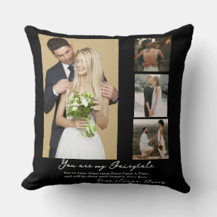Elegant Personalised Wedding Day Photo Collage Cushion