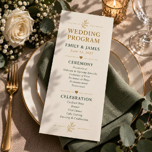 Elegant Personalised Wedding Program Gold Green