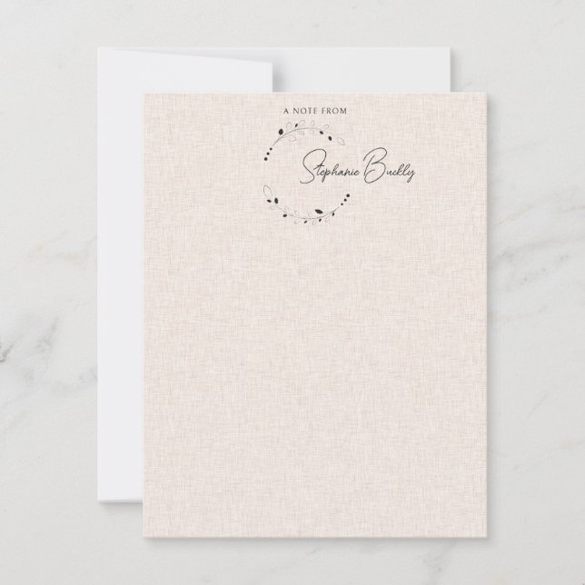 Elegant Personalised Wreath A Note From Card (Front)