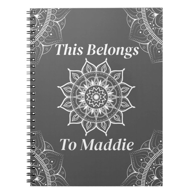Elegant Personalizable Mandala Pattern Notebook (Front)