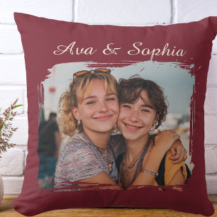 Elegant Personalized Best Friends Family Photo Cushion