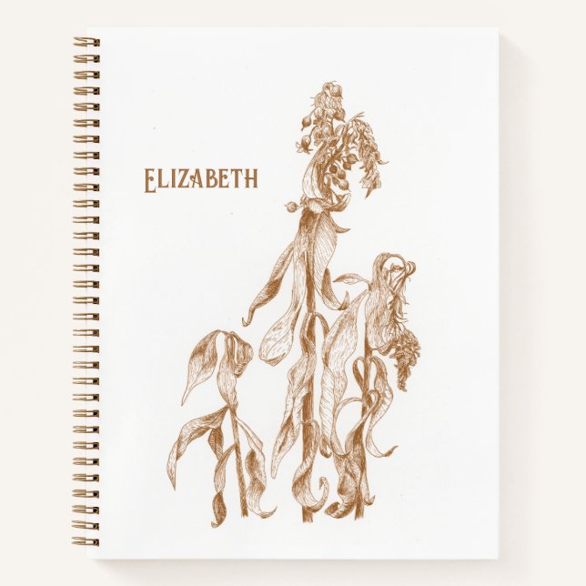 Elegant Personalized Botanical Illustration Notebook (Front)