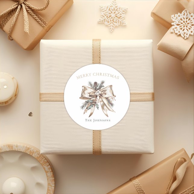 Elegant Personalized Christmas Bow Sticker (Creator Uploaded)