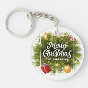 Elegant Personalized Christmas Tree Keychain