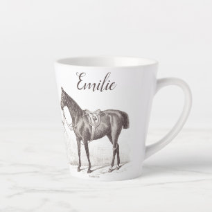 Elegant personalized equestrian antique horse latte mug