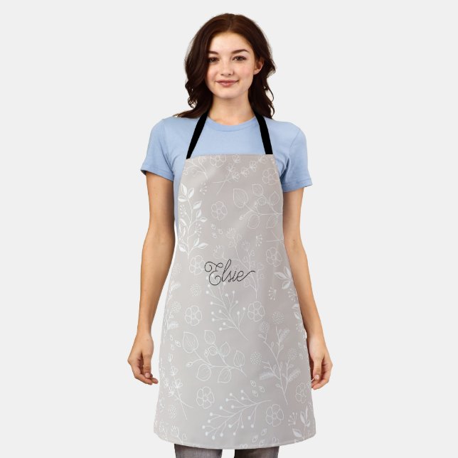 Elegant Personalized Floral Apron (Worn)
