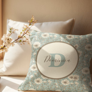Elegant Personalized Floral Monogram Farmhouse Cushion