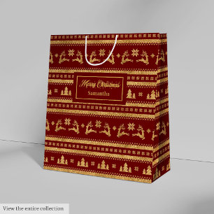 Elegant Personalized Holiday Paper Gift Bag Luxe