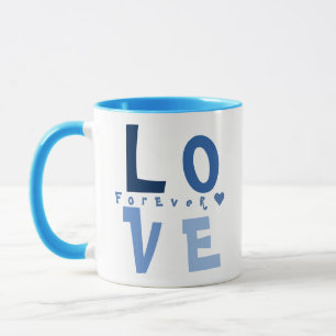 Elegant Personalized LOVE, Name in Blue Typography Mug