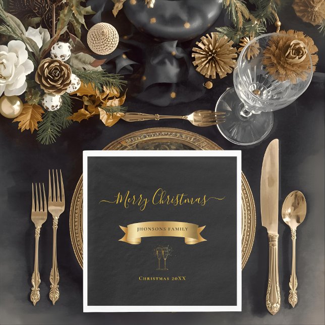Elegant Personalized Merry Christmas Napkins (Creator Uploaded)