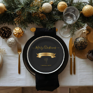 Elegant Personalized Merry Christmas Paper Plates