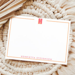 Elegant Personalized Monogram 3D Letter H Initial  Card