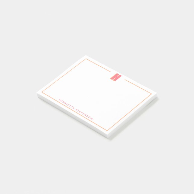 Elegant Personalized Monogram 3D Letter H Initial  Post-it Notes (Angled)