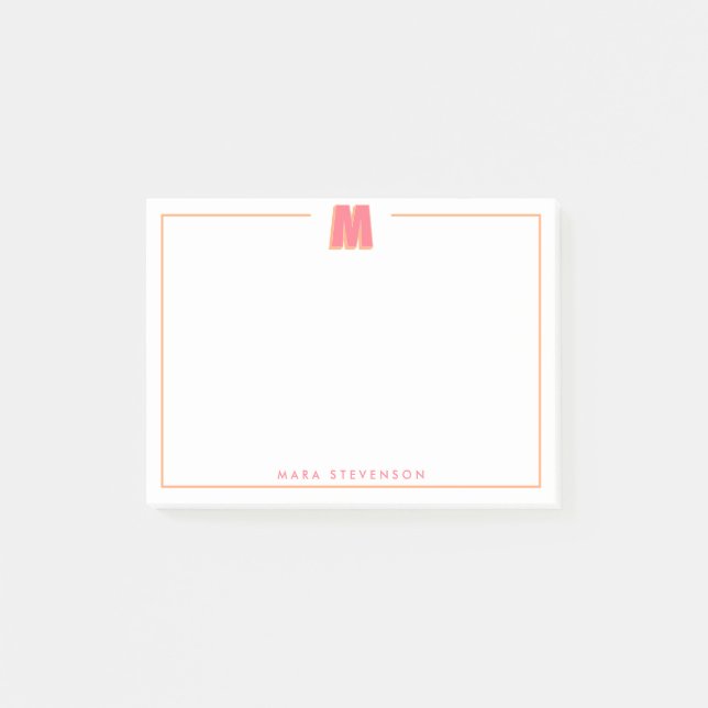 Elegant Personalized Monogram 3D Letter M Initial  Post-it Notes (Front)