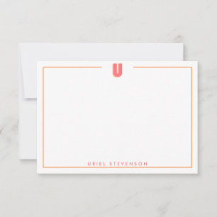 Elegant Personalized Monogram 3D Letter U Initial Card