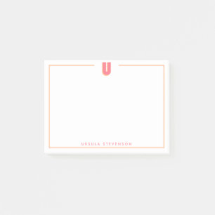 Elegant Personalized Monogram 3D Letter U Initial Post-it Notes