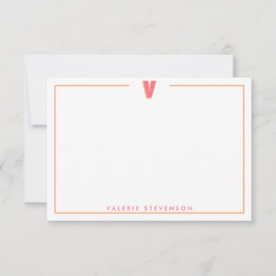 Elegant Personalized Monogram 3D Letter V Initial Card