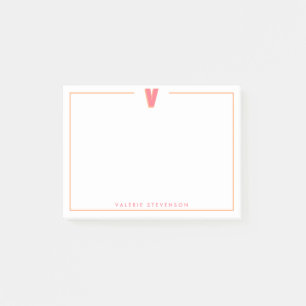 Elegant Personalized Monogram 3D Letter V Initial Post-it Notes