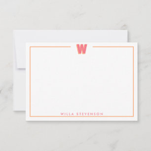 Elegant Personalized Monogram 3D Letter W Initial Card