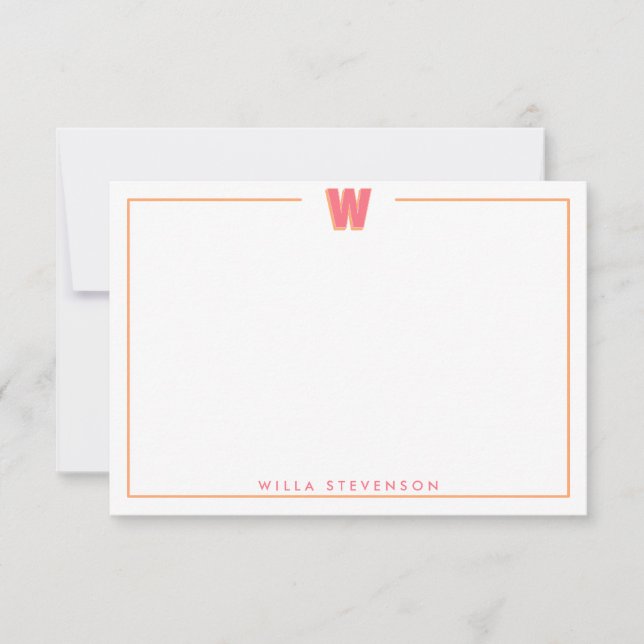 Elegant Personalized Monogram 3D Letter W Initial  Card (Front)