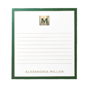 Elegant Personalized Monogram Lined Notepad
