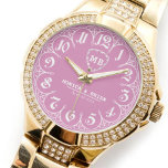 Elegant Personalized Monogram Perfect Gift pink Watch<br><div class="desc">Elegant Personalized Monogram – Romantic Couple’s Gift Celebrate love with this custom monogram watch, designed for couples who cherish timeless elegance. Featuring a soft pink background with beautiful white letters, this romantic wedding keepsake is the perfect personalized anniversary gift for newlyweds, engagements, or special milestones. This luxury floral monogram watch...</div>