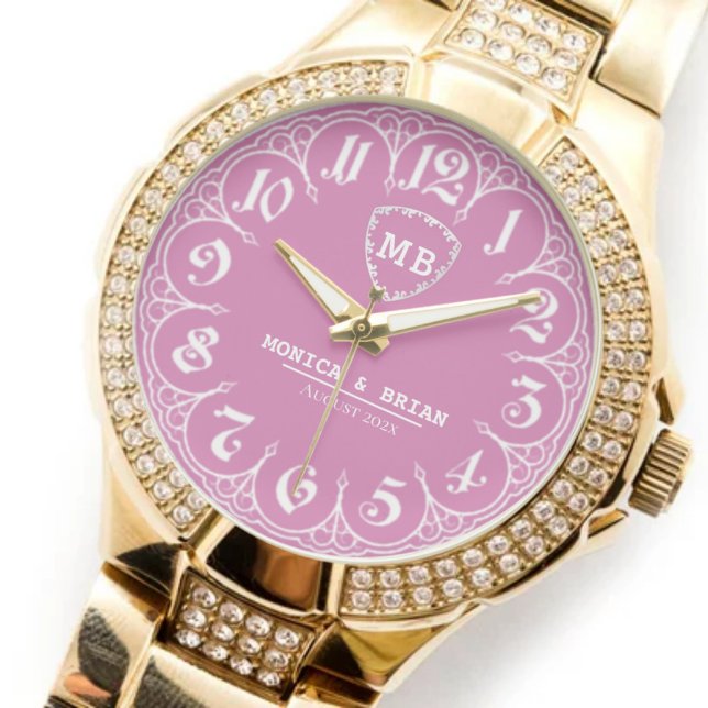 Elegant Personalized Monogram Perfect Gift pink Watch (Creator Uploaded)