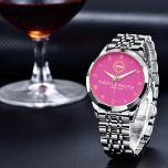 Elegant Personalized Monogram Perfect Gift Watch<br><div class="desc">Couple Names Monogram Minimal Style Pink Background, Yellow Roman Numerals Celebrate love with this minimalist custom monogram watch, featuring a soft pink background and elegant yellow Roman numerals. This personalized timepiece is designed for couples who appreciate modern simplicity and timeless elegance. Customizable with your names or initials, it makes an...</div>