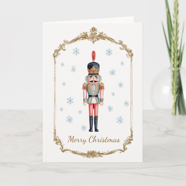 Elegant Personalized Nutcracker Photo Christmas Holiday Card (Front)