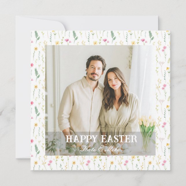 Elegant Personalized Photo Happy Easter Holiday Card (Front)