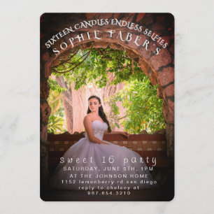 Elegant Personalized Photo Sweet Sixteen Birthday Invitation
