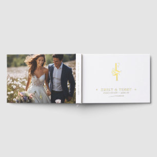 Elegant Personalized Photo Wedding Monogram Gold Guest Book