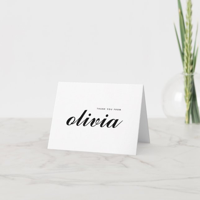 Elegant Personalized Script Name Thank You Note Card (Front)