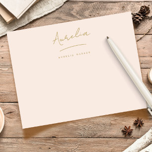 Elegant Personalized Stationery Blush Pink Gold Card