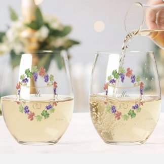Elegant Personalized Stemless Wine Glass Set of 2