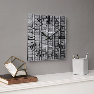 Elegant Personalized Wine Cork Square Wall Clock