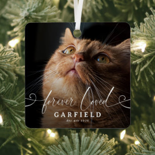 Elegant Pet Cat Memorial Photo Keepsake Christmas Metal Tree Decoration