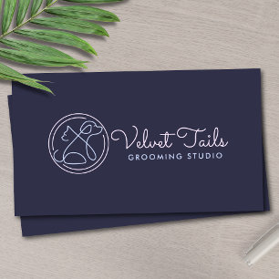 Elegant Pet Groomer Customizable Cat & Dog Logo Business Card