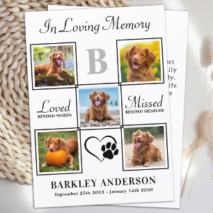 Elegant Pet Memorial 5 Personalised Photo Collage Thank You Card