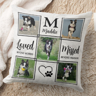 Elegant Pet Memorial Personalise Dog Photo Collage Cushion