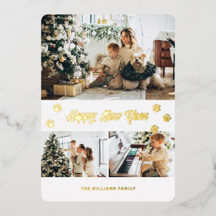 Elegant Pet Owner Paw Photo Happy New Year Gold