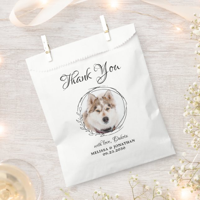 Elegant Pet Photo Thank You Dog Treat Wedding Favo Favour Bags (Clipped)