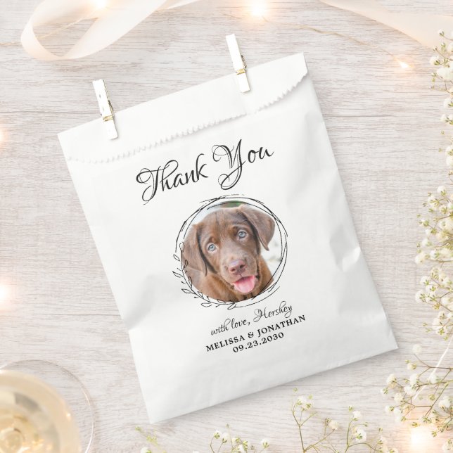 Elegant Pet Photo Thank You Dog Treat Wedding Favour Bags (Clipped)