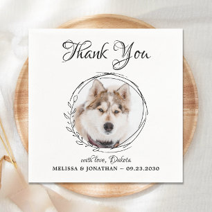 Elegant Pet Photo Thank You Dog Wedding Napkin