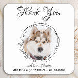 Elegant Pet Photo Thank You Dog Wedding Square Paper Coaster<br><div class="desc">Thank You for celebrating my humans! Add the finishing touch to your wedding with these cute custom photo wedding coasters . Perfect for your wedding after party and reception, and as wedding favours for your guests. Customise these photo dog wedding coasters with your favourite wedding photo, dog of honours photo,...</div>